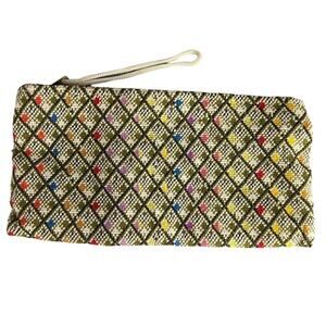 Vintage 60s Regale’ Handmade Embroidered Clutch Purse Geometric Pattern